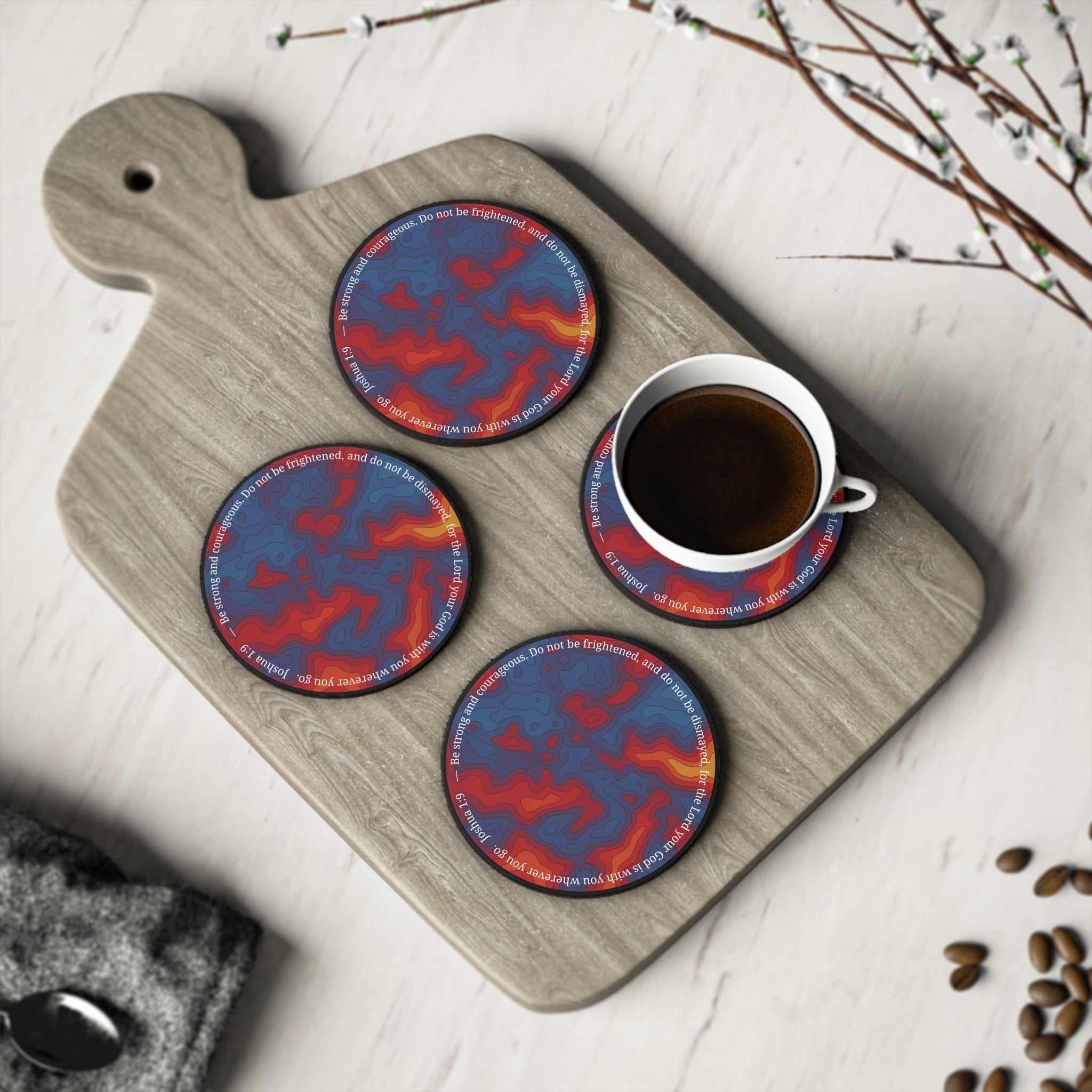 Joshua 1:9 thermal coaster set